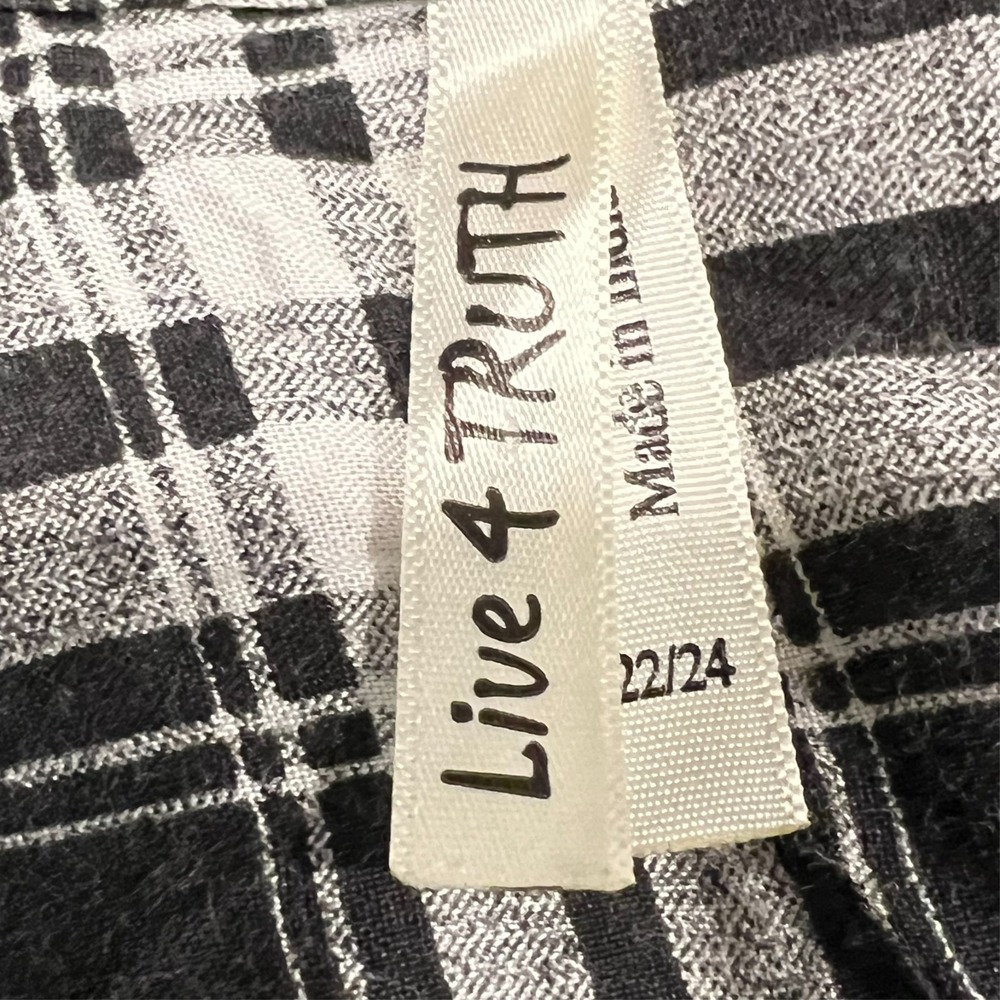 Live 4 Truth Plaid Shirt Dress‎ Duster 3/4 Roll Tab Sleeve Grunge Women's 22/24 - Picture 10 of 16